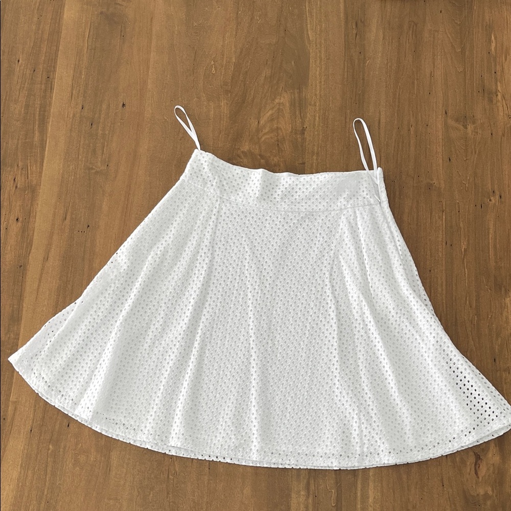 ALFRED SUNG White A-Line Eyelet Skirt
